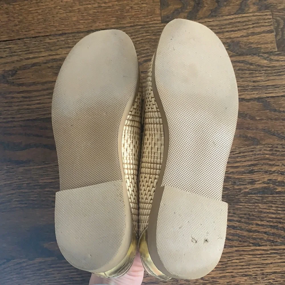 Tory Burch Cream Woven Tassel Loafers with Gold Trim